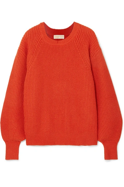 Shop Michael Michael Kors Ribbed-knit Sweater In Brick