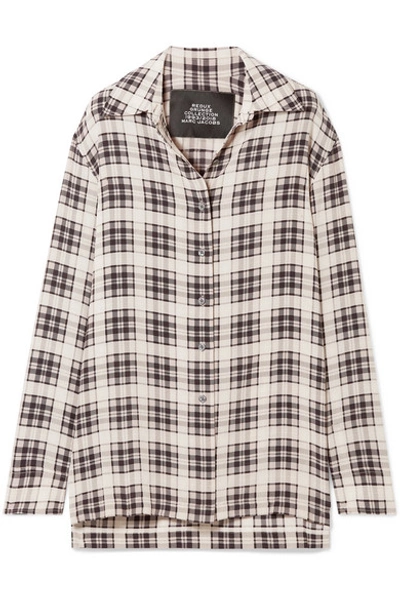 Shop Marc Jacobs Checked Washed-silk Shirt In White
