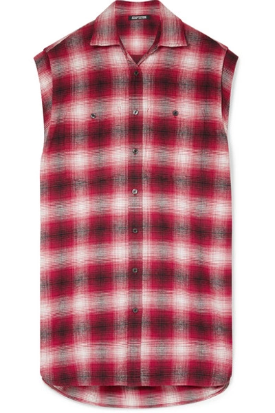Shop Adaptation Oversized Checked Cotton-flannel Shirt In Red