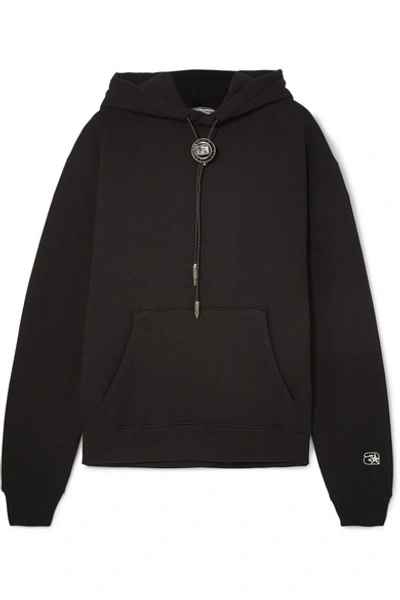 Shop Alexander Wang Embellished Cotton-blend Jersey Hoodie In Black