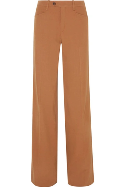 Shop Chloé Wool-blend Twill Wide-leg Pants In Tan