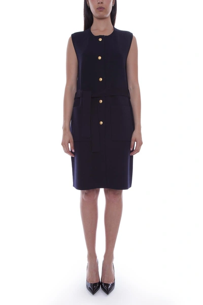 Shop Tory Burch Fitted Sleeveless Dress In Blue