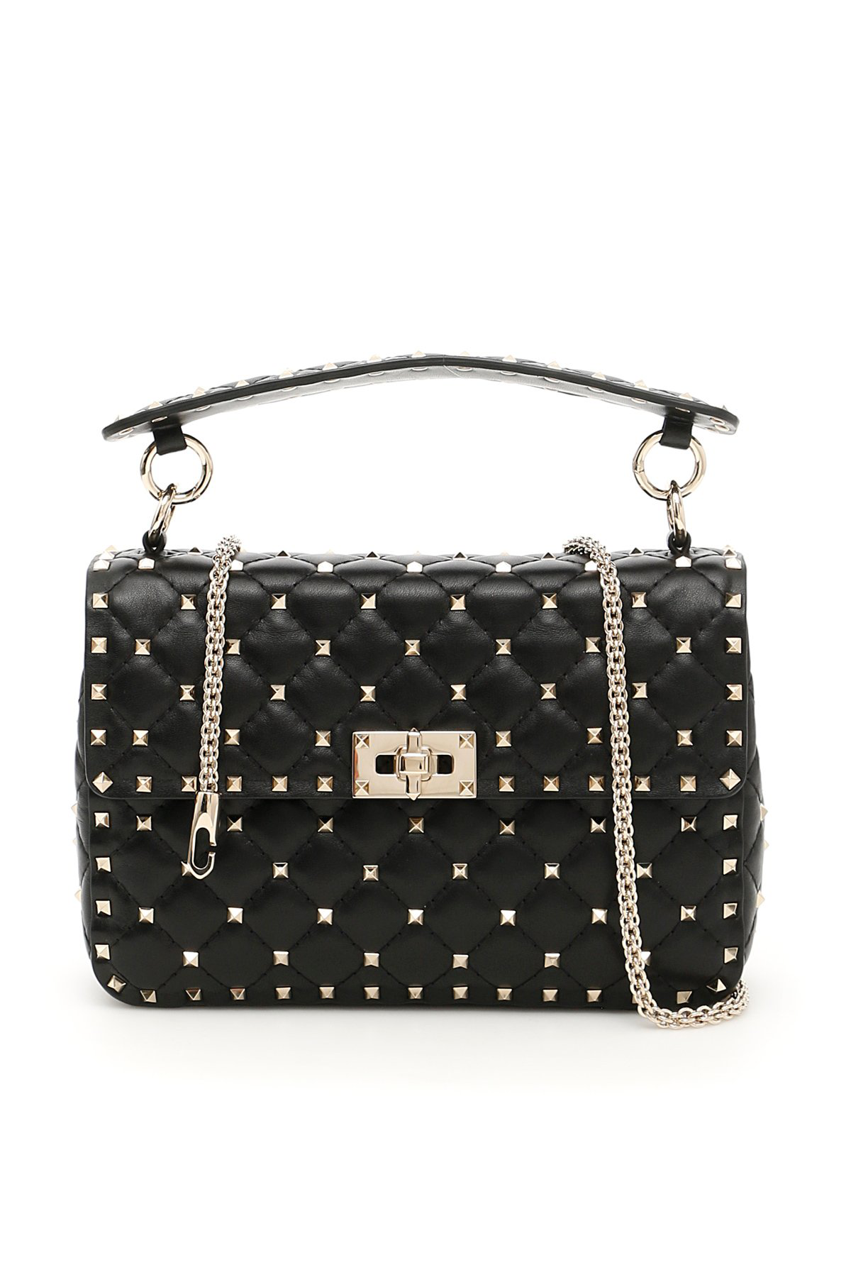 Valentino Garavani Rockstud Spike Medium Leather Shoulder Bag In Black