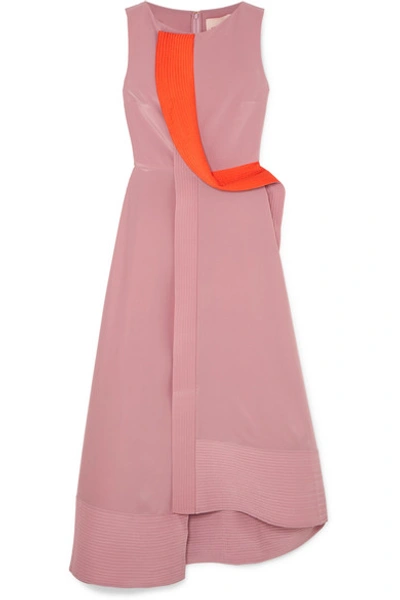Shop Roksanda Two-tone Silk-crepe Maxi Dress In Pink