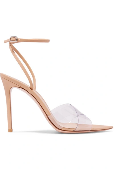 Shop Gianvito Rossi Stark 105 Leather And Pvc Sandals In Neutral