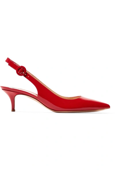 Shop Gianvito Rossi Anna 55 Patent-leather Slingback Pumps In Red