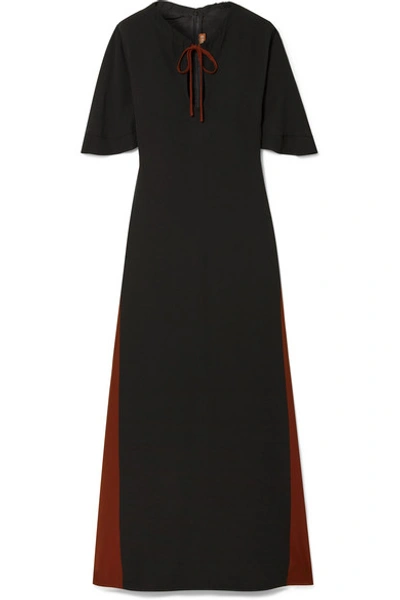 Shop Staud Color-block Crepe Maxi Dress In Black