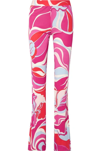 Shop Emilio Pucci Printed Jersey Straight-leg Pants In Pink
