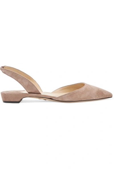 Shop Paul Andrew Rhea Suede Point-toe Flats In Taupe