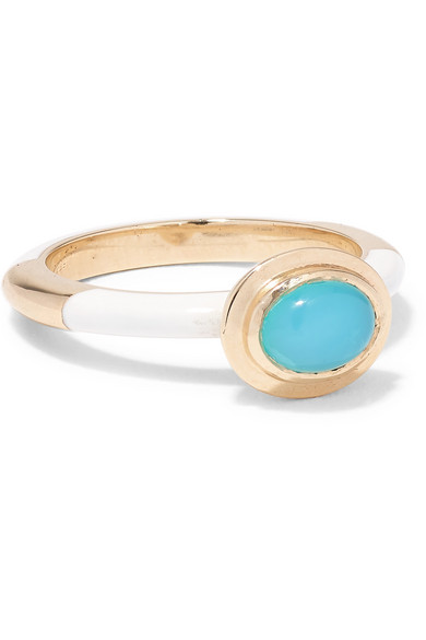 Alice Cicolini Candy 14-Karat Gold And Enamel Opal Ring | ModeSens