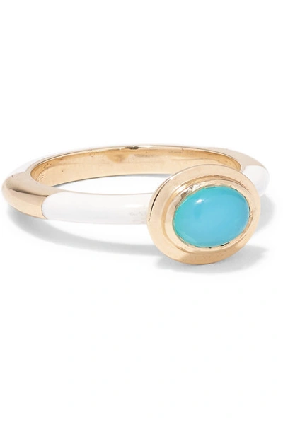 Shop Alice Cicolini Candy 14-karat Gold And Enamel Opal Ring