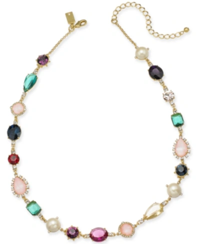 Shop Kate Spade New York Gold-tone Multi-crystal & Imitation Pearl Collar Necklace, 17" + 3" Extender