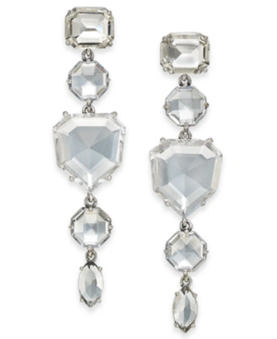 Shop Kate Spade Silver-tone Crystal Linear Drop Earrings In Clear/silver