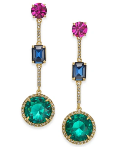 Shop Kate Spade New York Gold-tone Stone Linear Drop Earrings In Multi