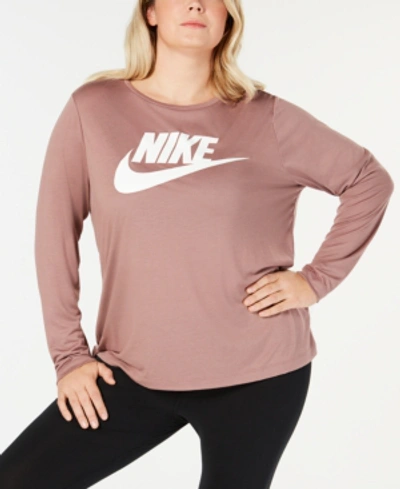 Shop Nike Plus Size Sportswear Logo Top In Smokey Mauve