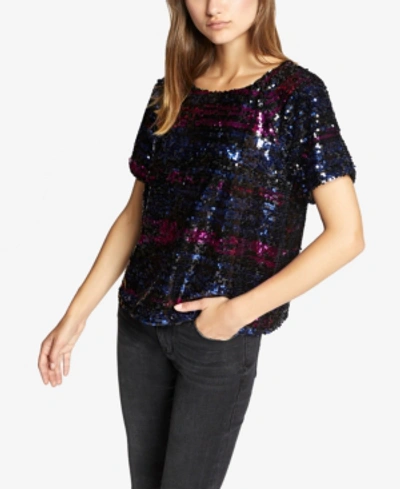 Shop Sanctuary Sequinned Striped Top In Multi