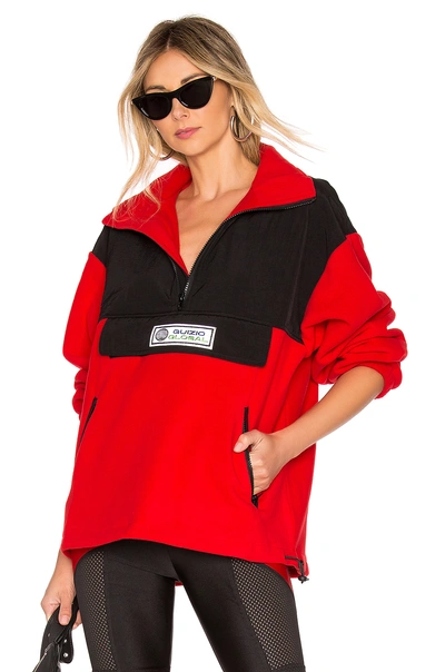 Shop Danielle Guizio Pullover Fleece Jacket In Black & Red