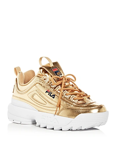 Shop Fila Women's Disruptor Ii Premium Low-top Dad Sneakers In Medium Gold