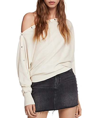 Shop Allsaints Elle Snap-detail Sweater In Chalk White