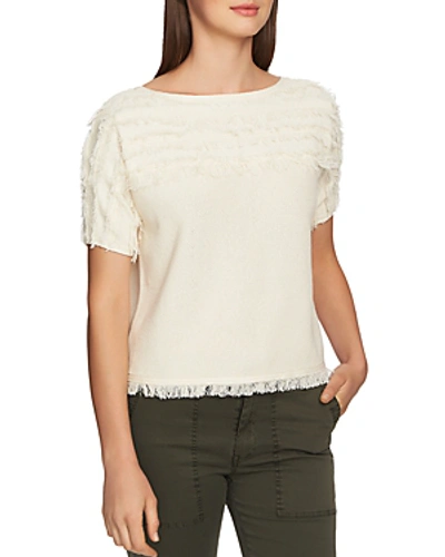 Shop 1.state Fringed Openwork Top In White Swan