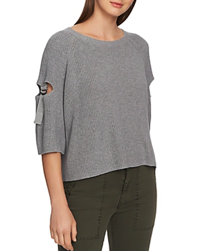 Shop 1.state Cutout Sleeve Sweater In Light Heather Gray