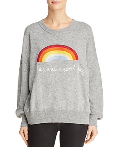 Shop Spiritual Gangster Rainbow Embroidered Sweater In Medium Gray Heather