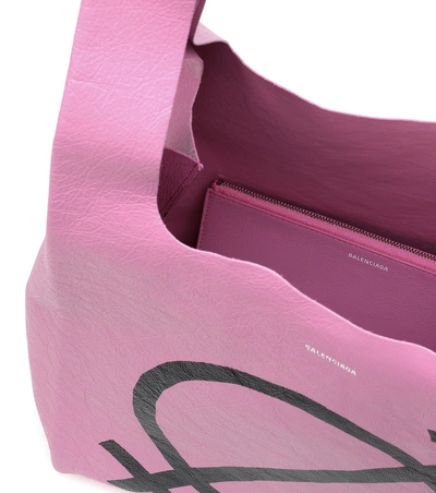 Shop Balenciaga Supermarket Shopper Leather Tote In Pink