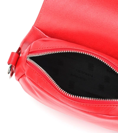 Shop Mm6 Maison Margiela Leather Shoulder Bag In Red