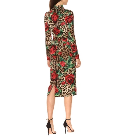 Shop Dolce & Gabbana Printed Stretch Silk Midi Dress In Multicoloured