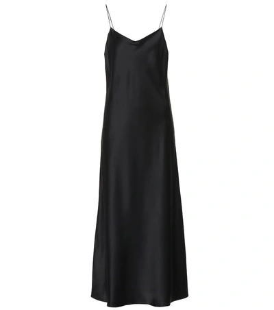 Shop Joseph Silk Satin Midi Dress In Black