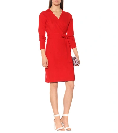 Shop Diane Von Furstenberg New Linda Wool And Cashmere Dress In Red