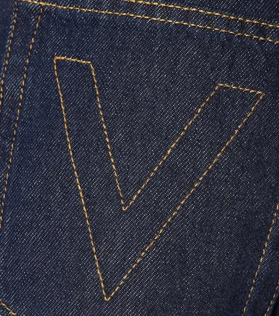 Shop Valentino High-rise Denim Shorts In Blue