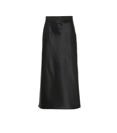 Shop Joseph Silk Satin Midi Skirt In Black