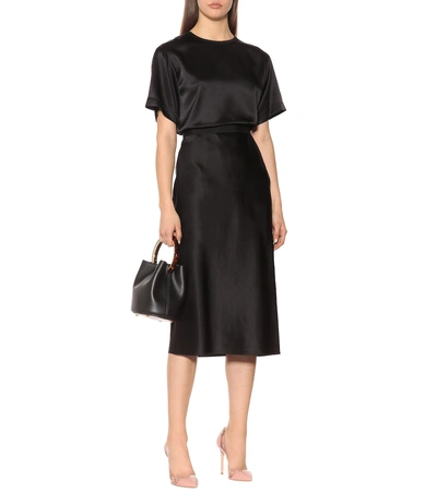 Shop Joseph Silk Satin Midi Skirt In Black