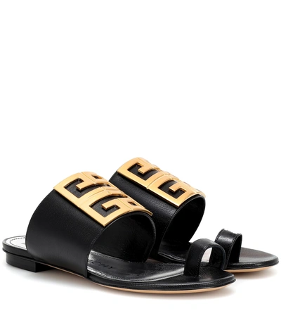 Shop Givenchy Embellished Leather Sandals In Black