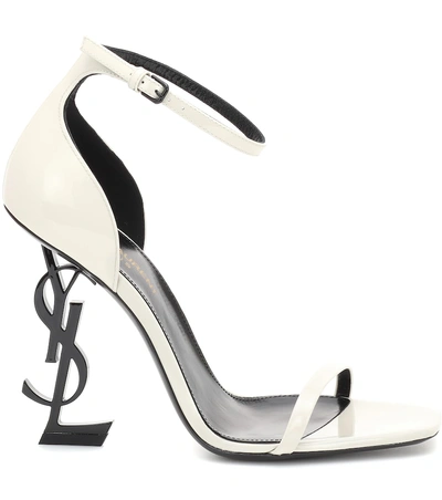 Shop Saint Laurent Opyum 110 Leather Sandals In White