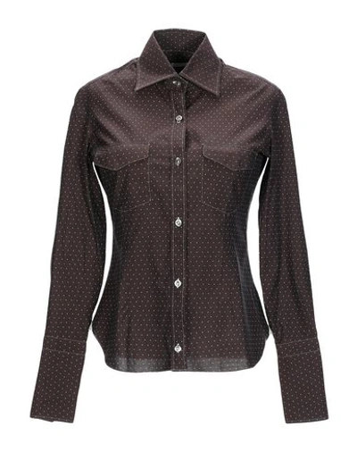 Shop Barba Napoli Patterned Shirts & Blouses In Dark Brown