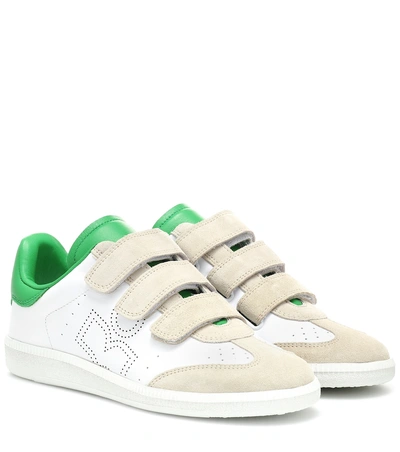 Shop Isabel Marant Beth Leather And Suede Sneakers In White
