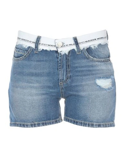 Shop Frankie Morello Woman Denim Shorts Blue Size 27 Cotton