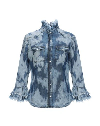 Shop Don't Cry Denim Shirts In Blue