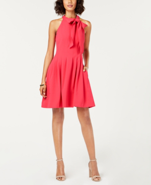 vince camuto bow neck fit and flare dress