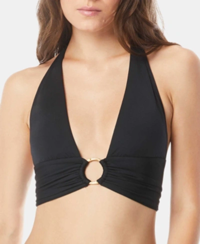 Shop Carmen Marc Valvo Embellished Halter Bikini Top Women's Swimsuit In Black
