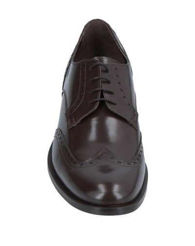 Shop A.testoni Lace-up Shoes In Dark Brown