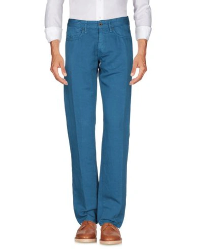 Shop Incotex Man Pants Pastel Blue Size 30 Linen, Cotton