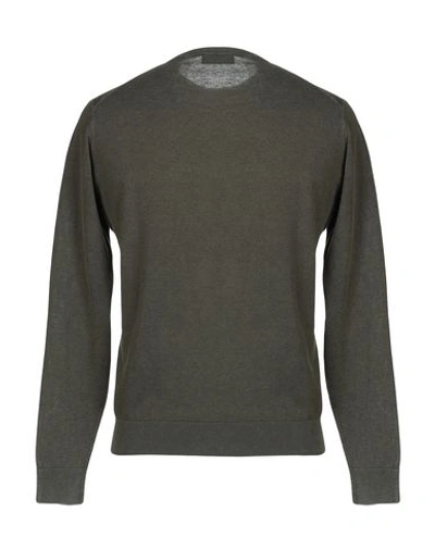 Shop Altea Man Sweater Military Green Size Xs Linen, Cotton