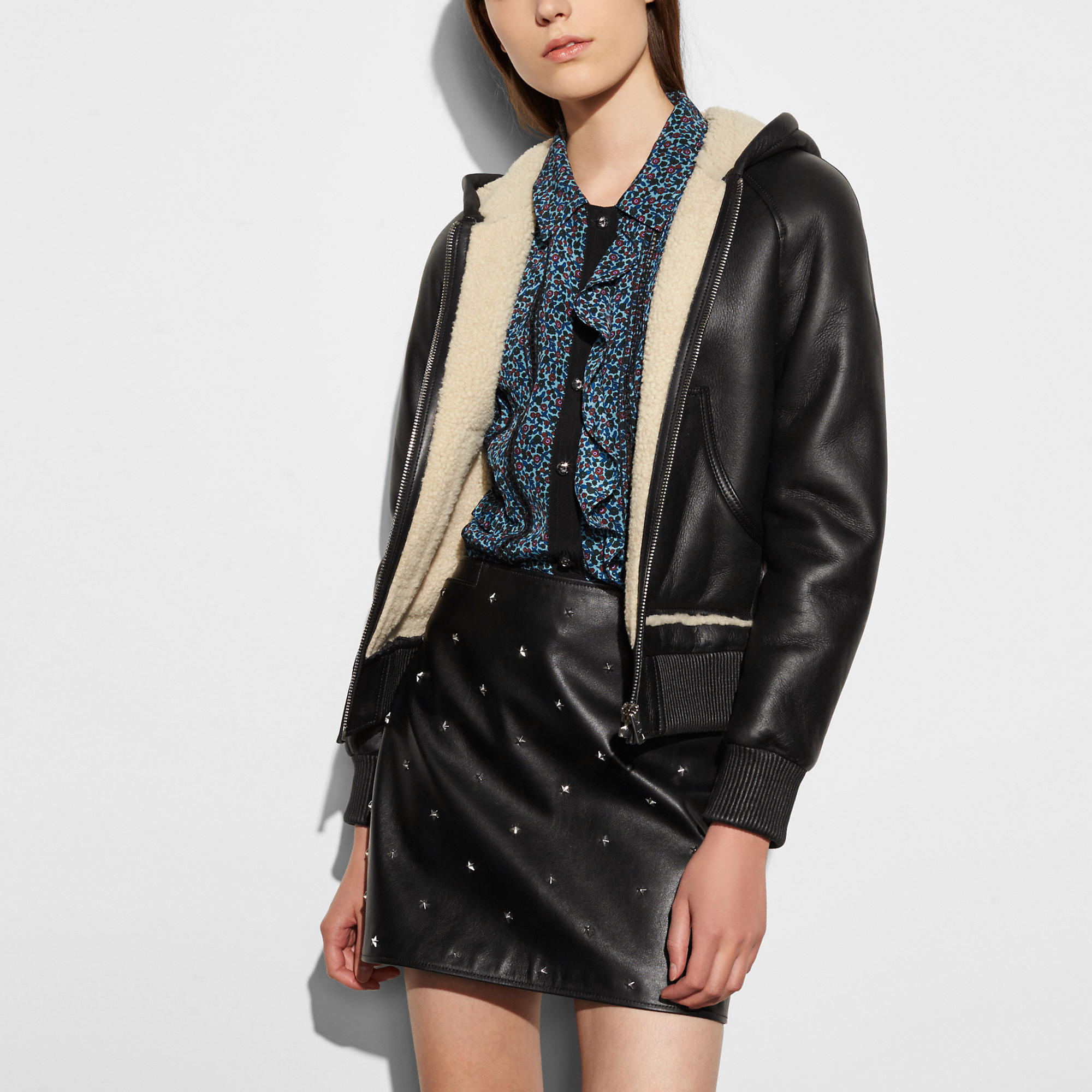 coach shearling hoodie
