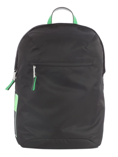 Shop Prada Top-zipped Backpack In Xvs Black Green Fluo