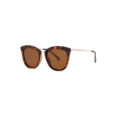 Shop Le Specs Caliente Oval-frame Sunglasses In Brown