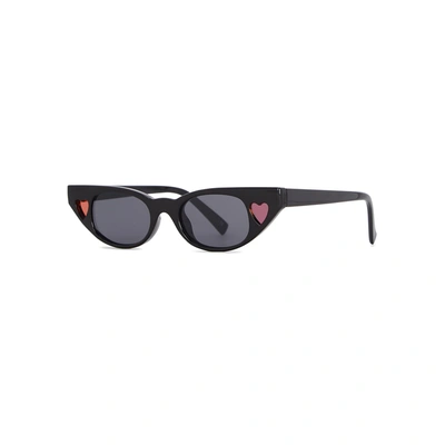 Shop Le Specs X Adam Selman Heartbreaker Cat-eye Sunglasses In Black