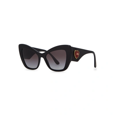 Shop Dolce & Gabbana Black Cat-eye Sunglasses